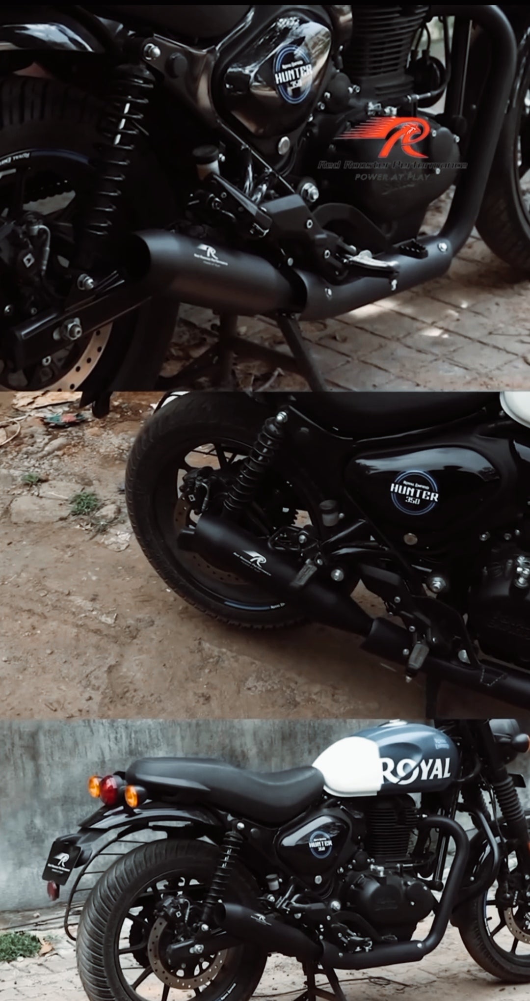 Royal Enfield Hunter 350 Red Rooster Performance Rumbler Max Exhaust - LRL Motors