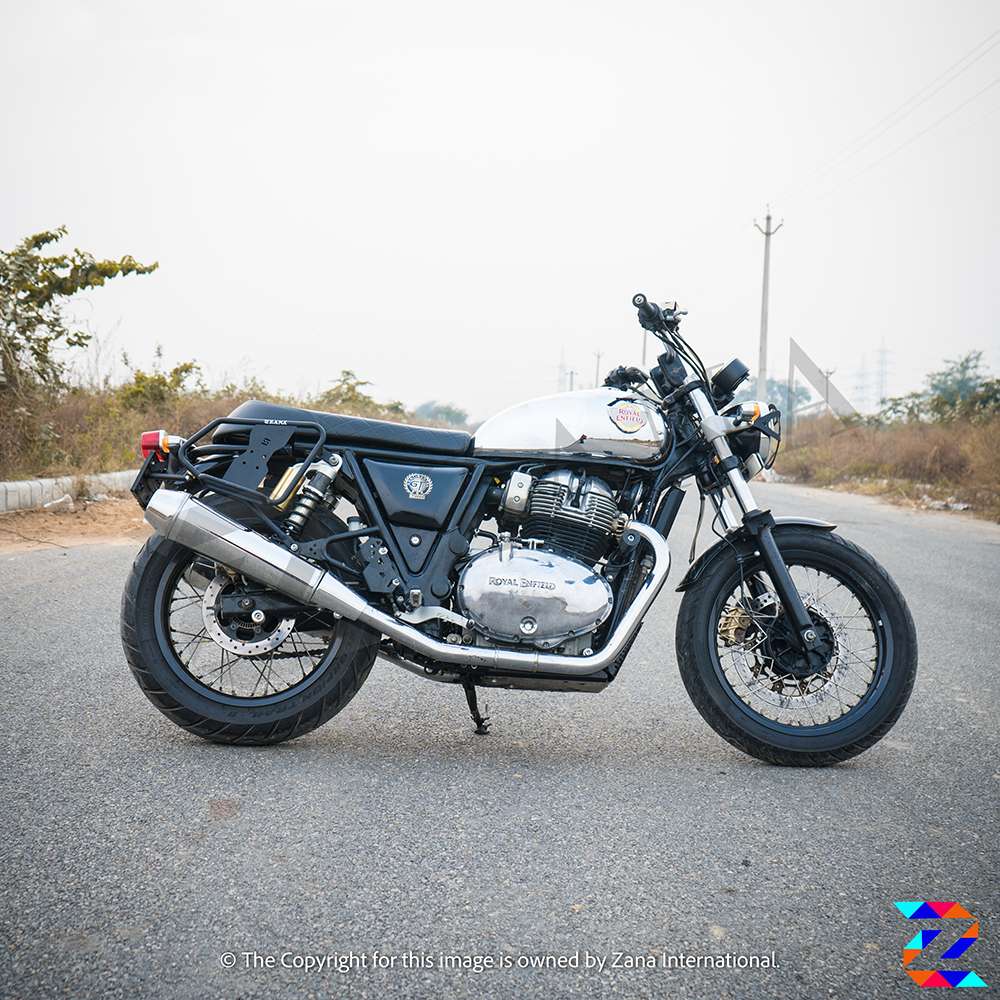 Royal Enfield Interceptor/ GT 650 Saddle stay with Exhaust shield with Jerry can mount Texture Matte black - LRL Motors