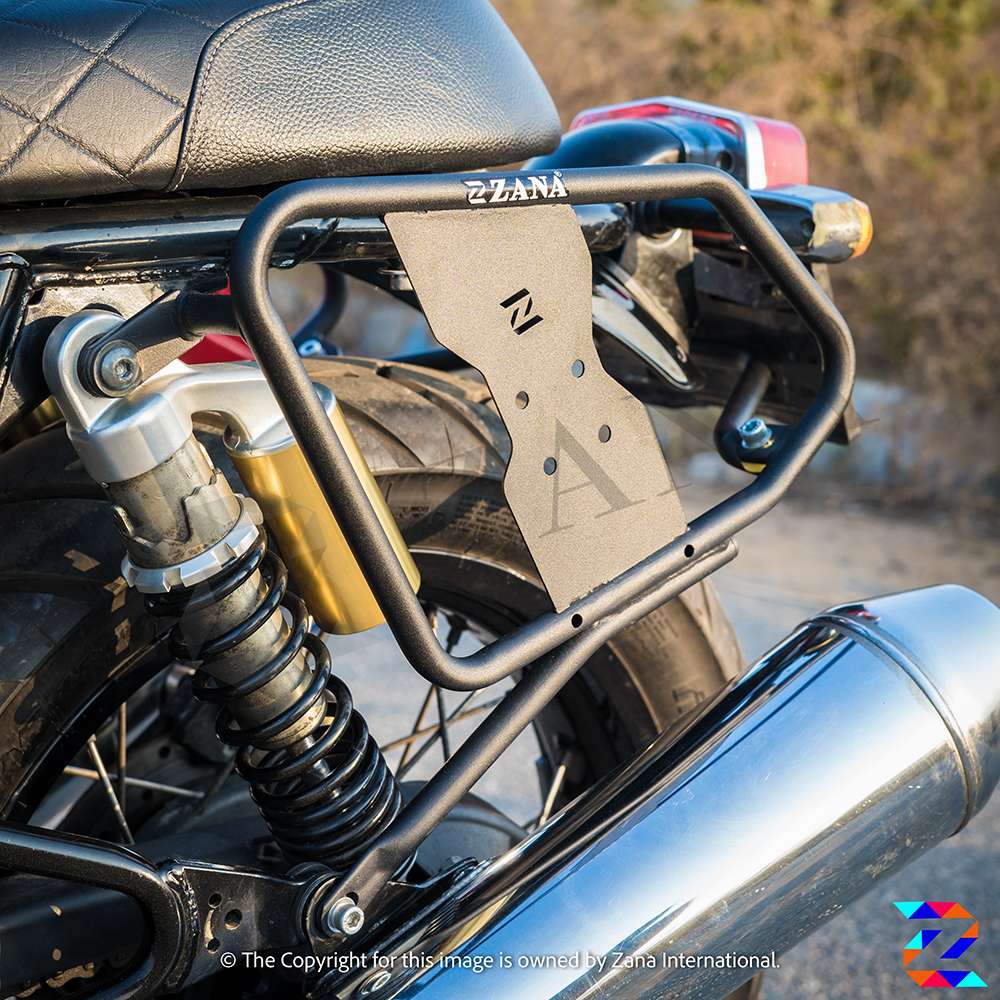 Royal Enfield Interceptor/ GT 650 Saddle stay with Exhaust shield with Jerry can mount Texture Matte black - LRL Motors