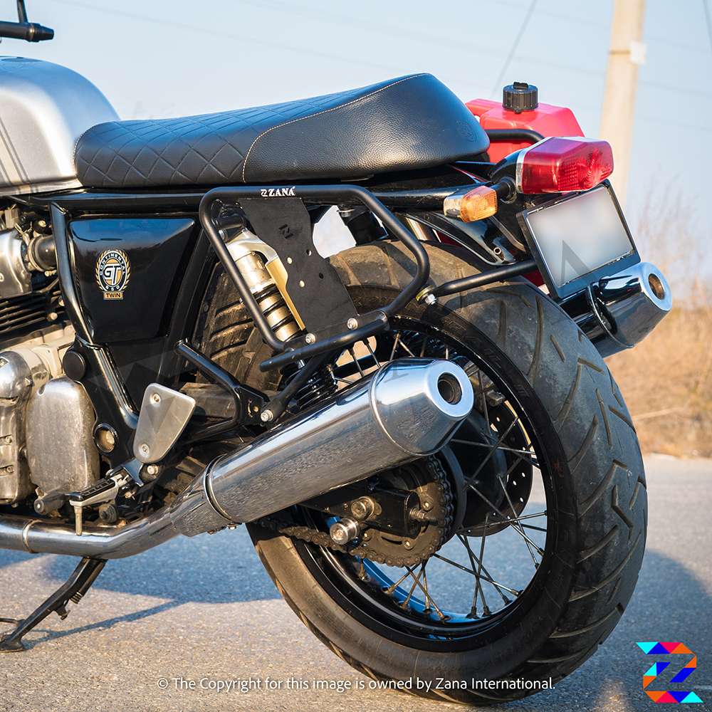 Royal Enfield Interceptor/ GT 650 Saddle stay with Exhaust shield with Jerry can mount Texture Matte black - LRL Motors