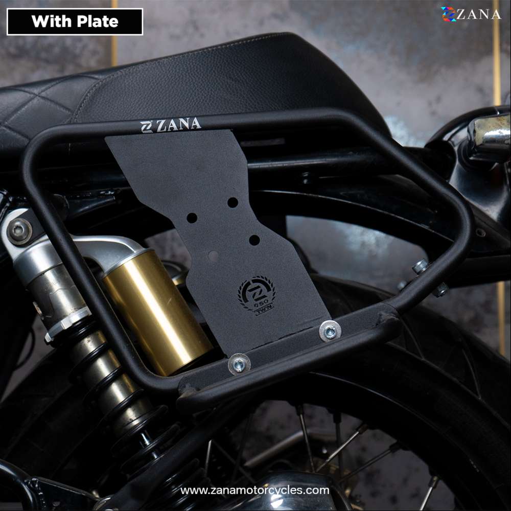 Royal Enfield Interceptor/ GT 650 Saddle stay with Exhaust shield with Jerry can mount Texture Matte black - LRL Motors