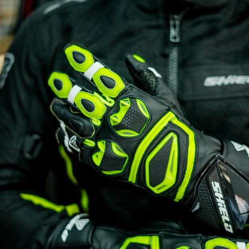 Shield Viper X Full Gauntlet Fluro Gloves - LRL Motors