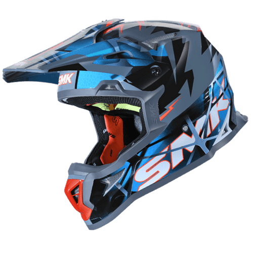 SMK Allterra Fulmine Grey Blue White Matt (MA651) Helmet - LRL Motors