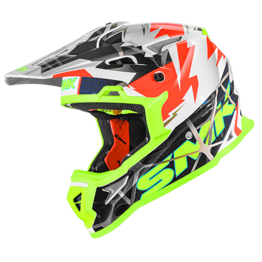 SMK Allterra Fulmine White Orange Yellow Gloss (GL174) OFF ROAD HELMET - LRL Motors