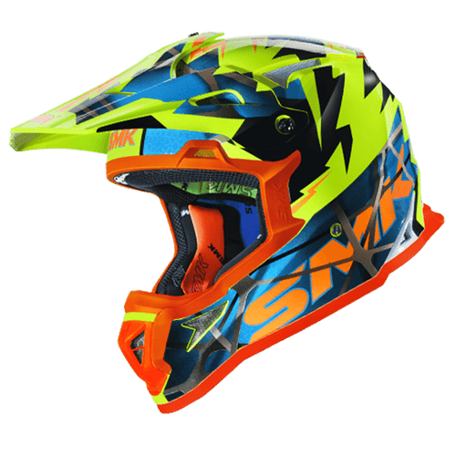 SMK Allterra Fulmine Yellow Blue Orange Matt (MA457) Helmet - LRL Motors