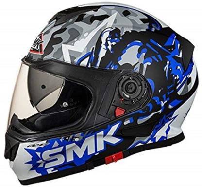 SMK HELMET - MA256 Twister Attack Graphics (Matt Black, Blue and Grey Helmet (Multicolor) - LRL Motors