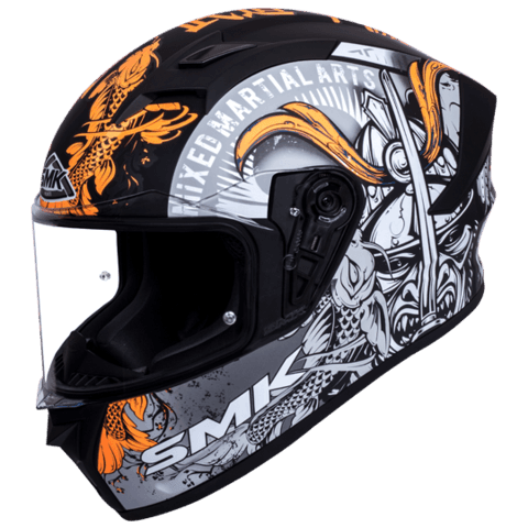SMK HELMET Stellar Samurai Matt Black Grey Orange (MA276) Helmet - LRL Motors