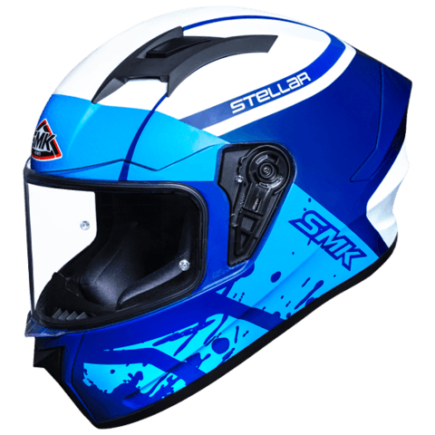SMK HELMET - Stellar Squad White Blue Gloss (GL551) Helmet - LRL Motors