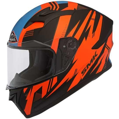 SMK HELMET - Stellar Trek Helmet MATT BLACK ORENGE/BLUE - LRL Motors