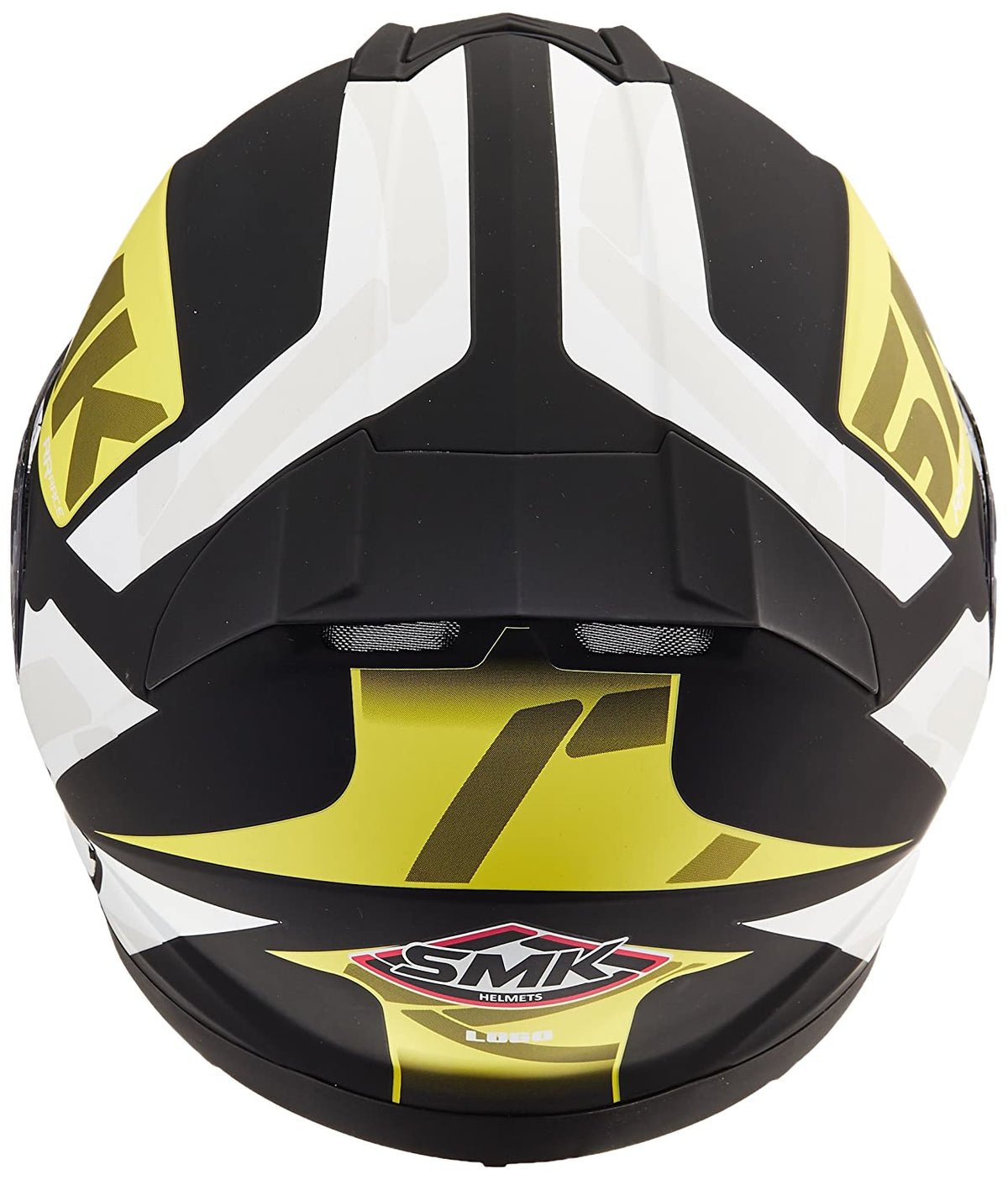 SMK HELMET - Twister Logo Full Face Helmet With Pinlock Fitted Clear Visor (MA241/Matt Black, Fluorescent Yellow and White,) - LRL Motors