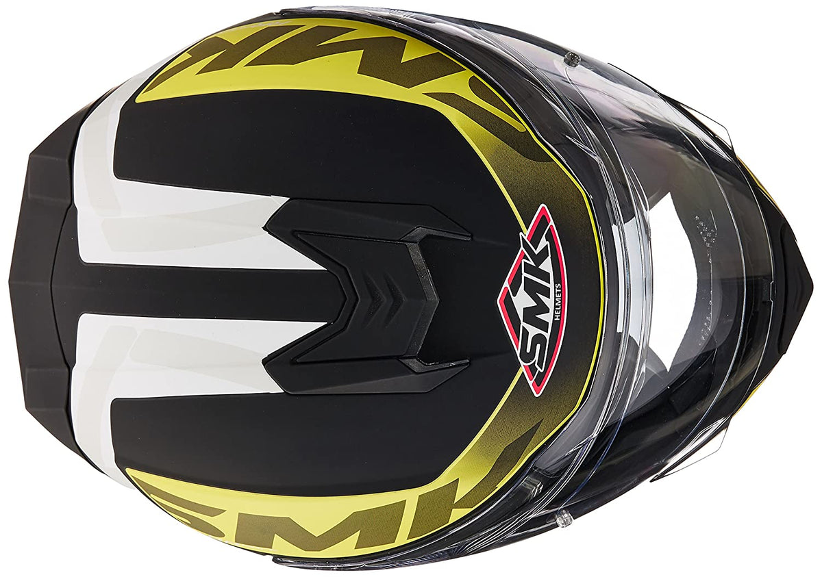 SMK HELMET - Twister Logo Full Face Helmet With Pinlock Fitted Clear Visor (MA241/Matt Black, Fluorescent Yellow and White,) - LRL Motors