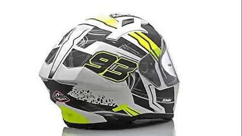 SMK Helmets MA124 Swank Graphics Pinlock Fitted Full Face Helmet with Clear Visor MATT WHITE BLACK/YELLOW - LRL Motors