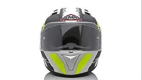 SMK Helmets MA124 Swank Graphics Pinlock Fitted Full Face Helmet with Clear Visor MATT WHITE BLACK/YELLOW - LRL Motors