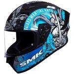 SMK Helmets – Stellar – Samurai – Black Grey Blue – Pinlock Anti Fog Lens Fitted Single Clear Visor Full Face Helmet – MA265 - LRL Motors
