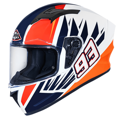 SMK Stellar Wings Gloss White Blue Red (GL153) Helmet - LRL Motors