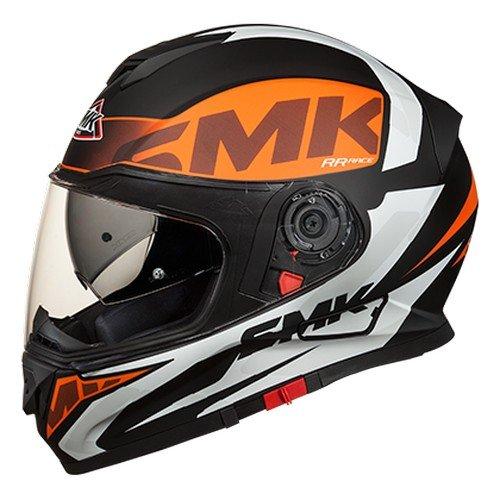 SMK Twister Logo Full Face Helmet With Pinlock Fitted Clear Visor (MA271/Matt Black, Orange and White) - LRL Motors