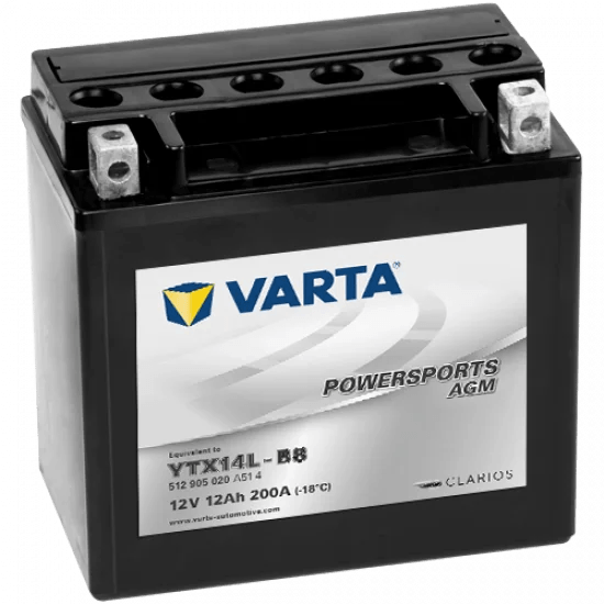VARTA Powersports AGM YTX14L-BS (12 Ah) - LRL Motors