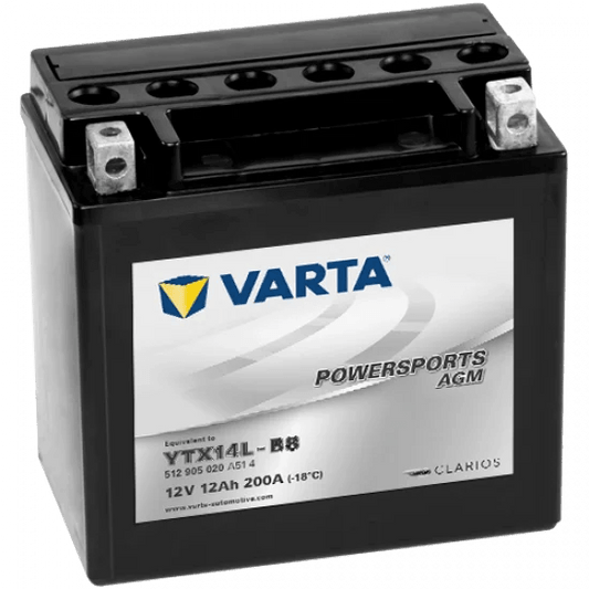 VARTA Powersports AGM YTX14L-BS (12 Ah) - LRL Motors