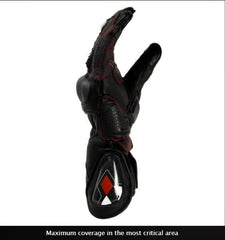 ViaTerra Grid – Full Gauntlet Leather Gloves (Black) - LRL Motors