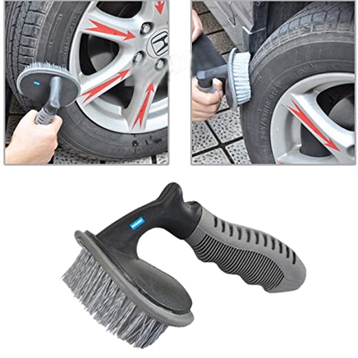Wheel Tire Rim Scrub Brush Hub Clean Wash Useful Brush Car Truck Motorcycle Bike Washing Cleaning Tool - LRL Motors