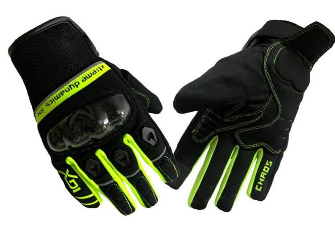 XDI CHAOS (Short Textile Glove with Kevlar) Fluorescent Green Glove - LRL Motors