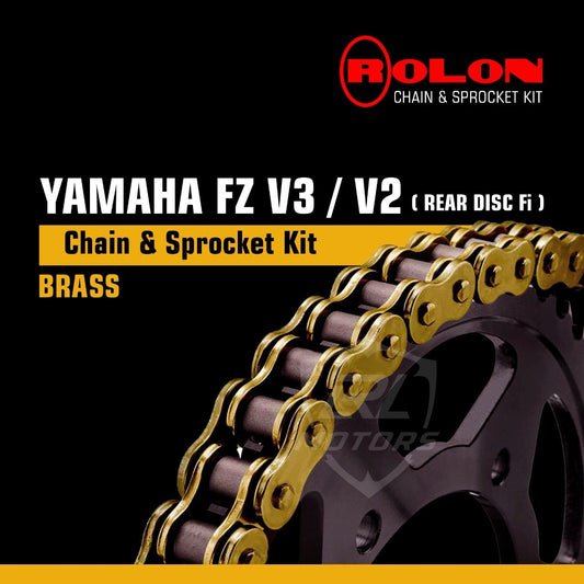 Yamaha FZ V3.0 / v2.0 Rear Disk FI Rolon Brass chain & Sprocket Kit - LRL Motors