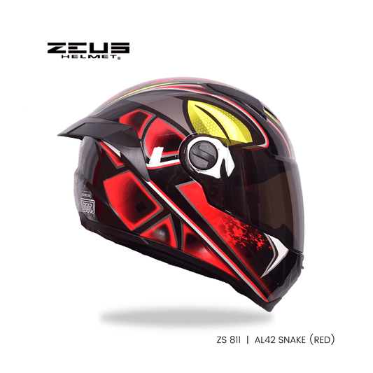 ZEUS ZS-811 AL 42 SNAKE HELMET – RED BLACK - LRL Motors