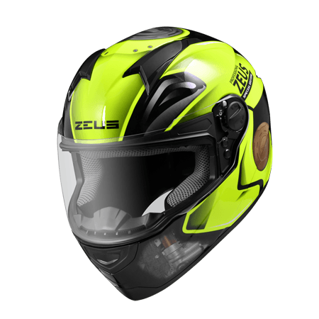 ZEUS ZS-811 BLACK AL39 FLUROESCENT YELLOW HELMET - LRL Motors